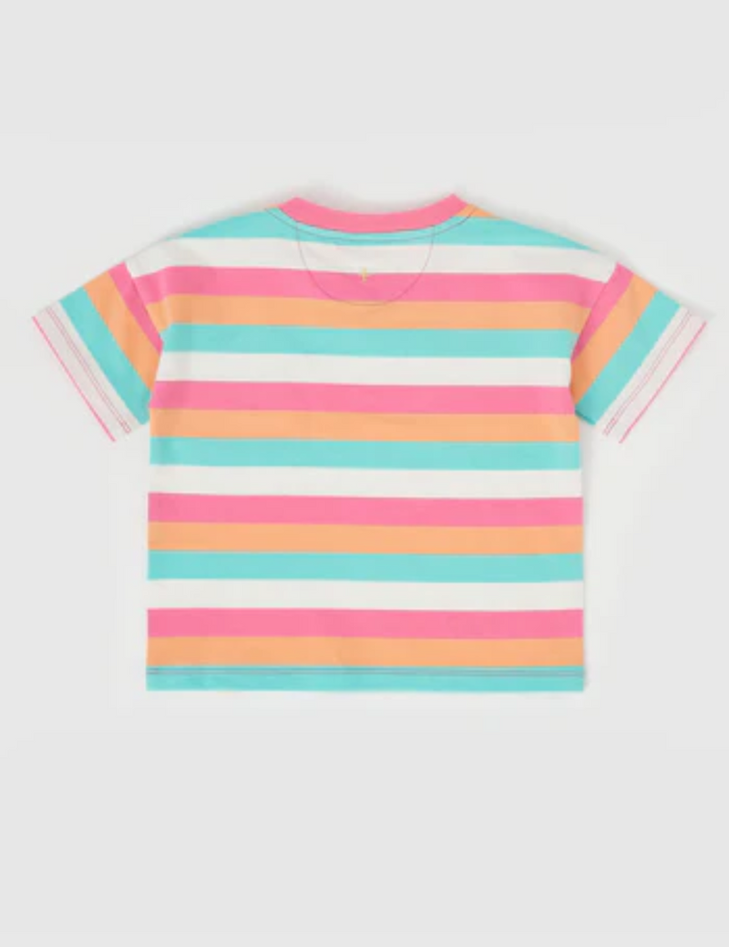 Goldie & Ace Beach Club Summer Stripe T-Shirt in Multicolour