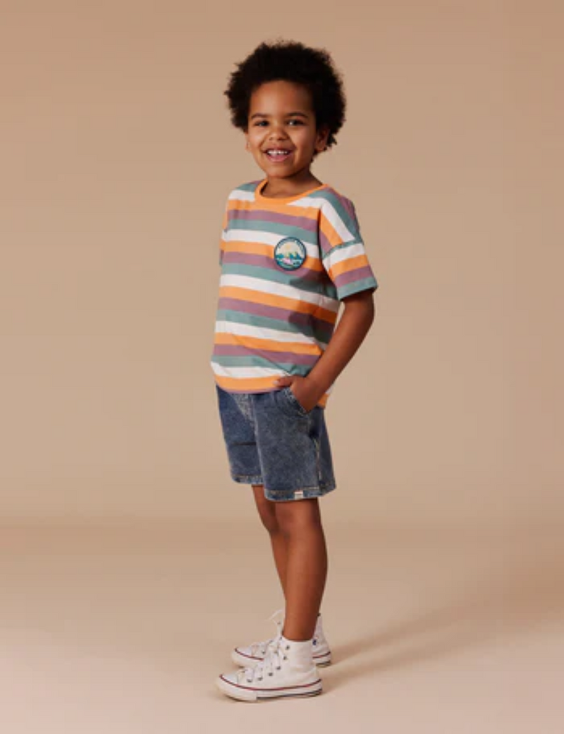 Goldie & Ace Dino Valley Nostalgia Stripe T-Shirt in Multicolour