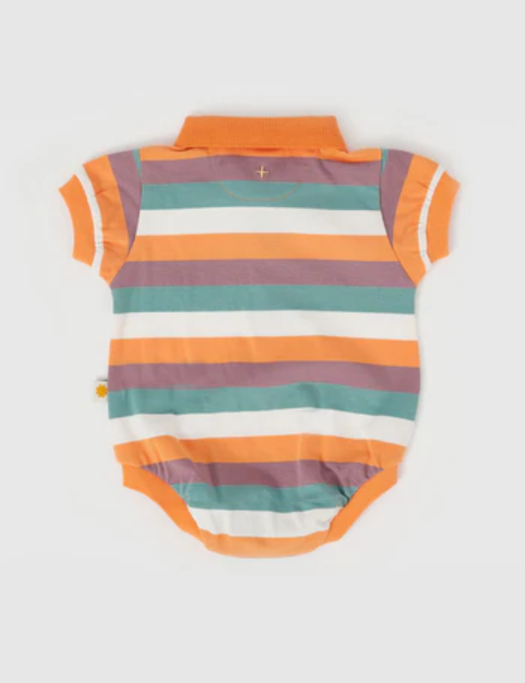 Goldie & Ace Dino Valley Nostalgia Stripe Polo Romper Golden Multi in Multicolour