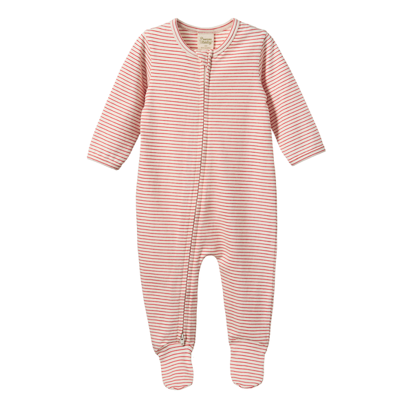 Nature Baby Red Pinstripe Dreamlands suit in cream/red
