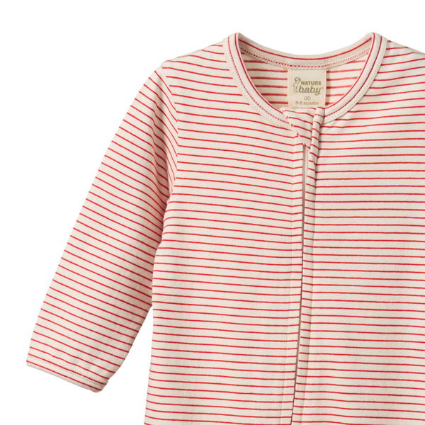 Nature Baby Red Pinstripe Dreamlands suit in cream/red