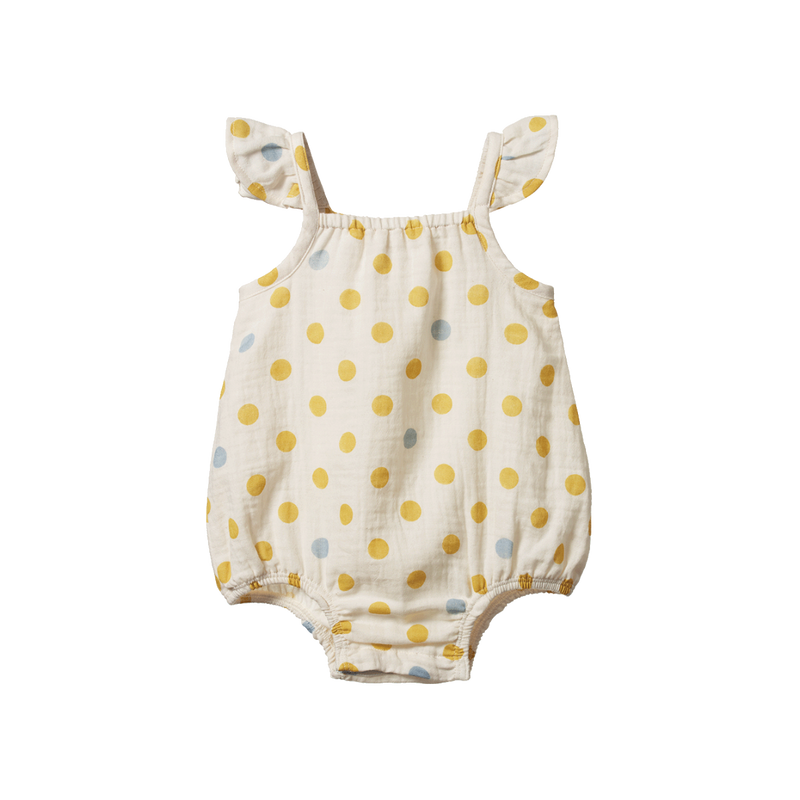 Nature Baby Polka Dot Summer Dot Print Petal Suit in Cream