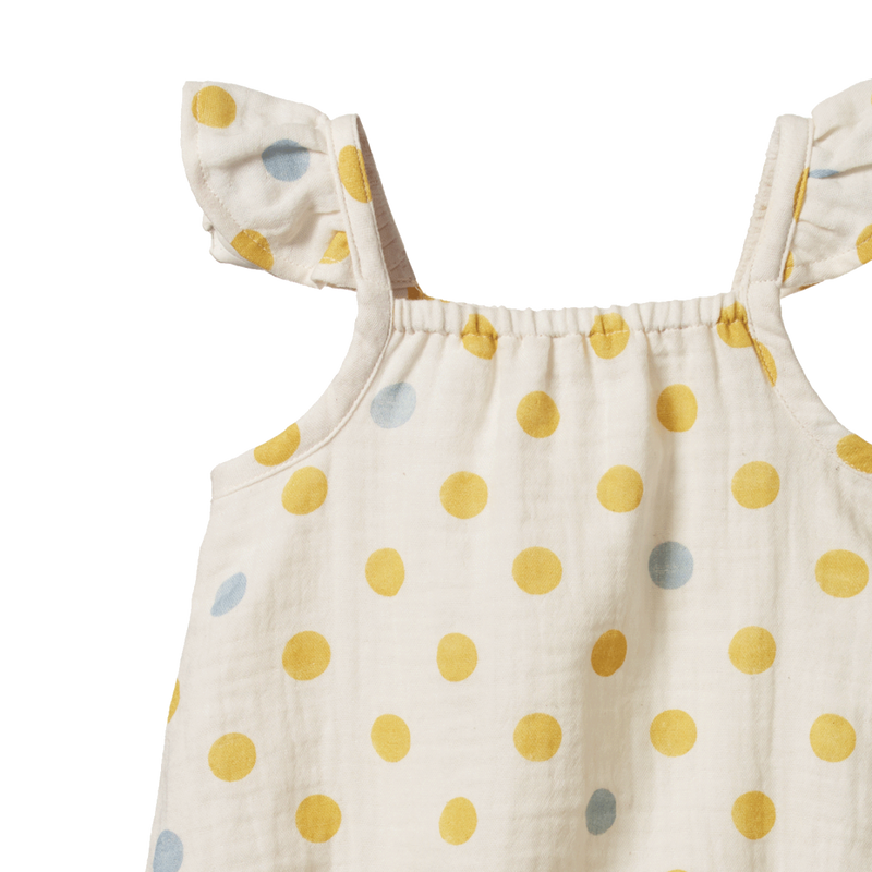 Nature Baby Polka Dot Summer Dot Print Petal Suit in Cream