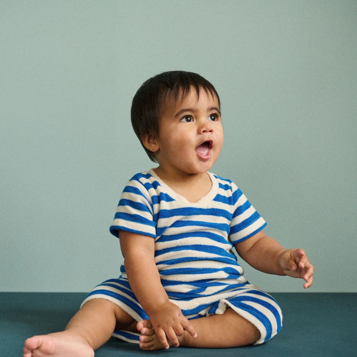 Nature Baby Mariner Stripe Ocean Suit in Blue