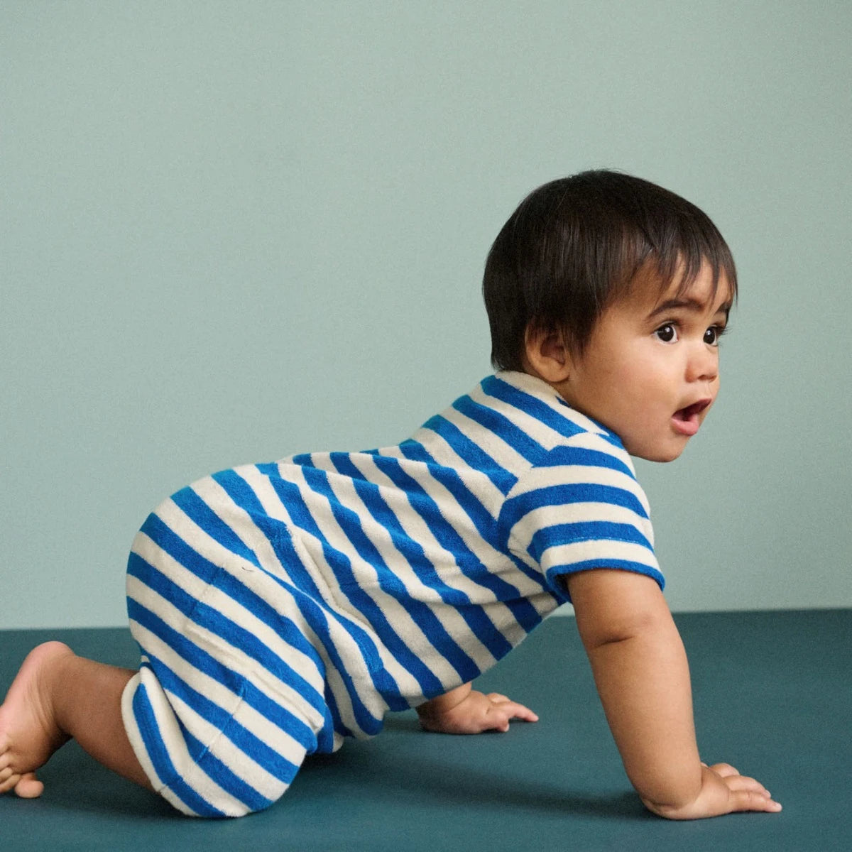 Nature Baby Mariner Stripe Ocean Suit in Blue