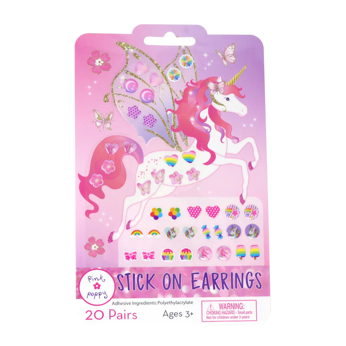 Pink Poppy Stick On Earrings Unicorn Princess 20 Days