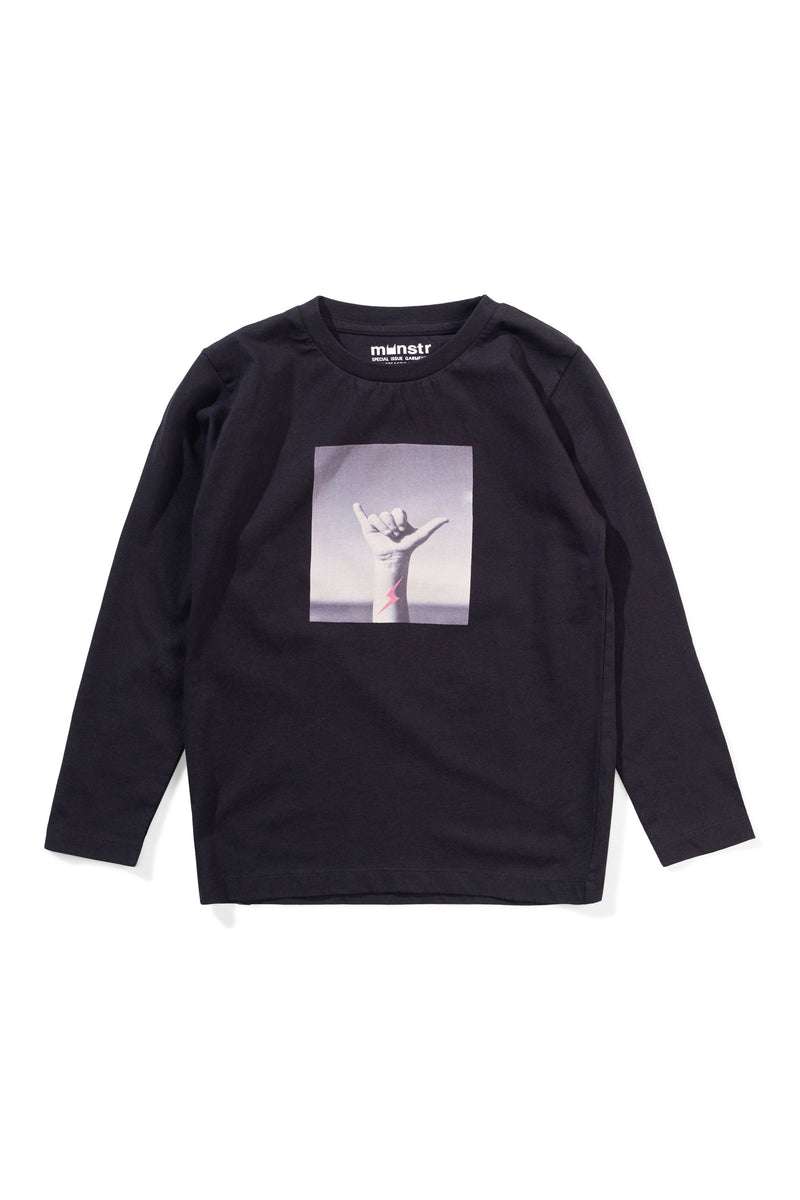 Munster kids hang loose LS tee in black