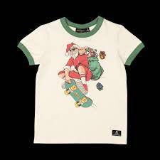 Rock your baby skate Santa t-shirt in cream