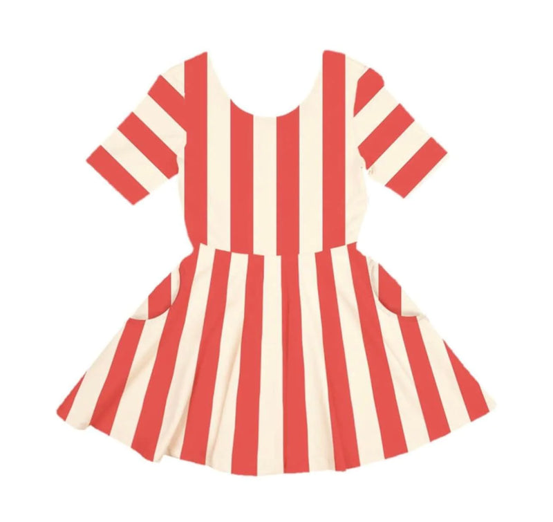 Rock your baby christmas stripe mabel dress in red and cream stripe