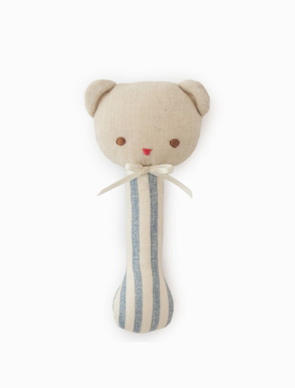 Alimrose Ted Stick Rattle - Chambray Stripe