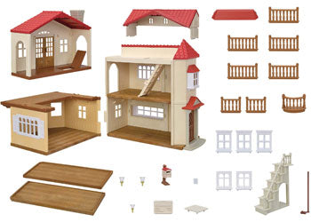 Sylvanian families red roof country home with attic