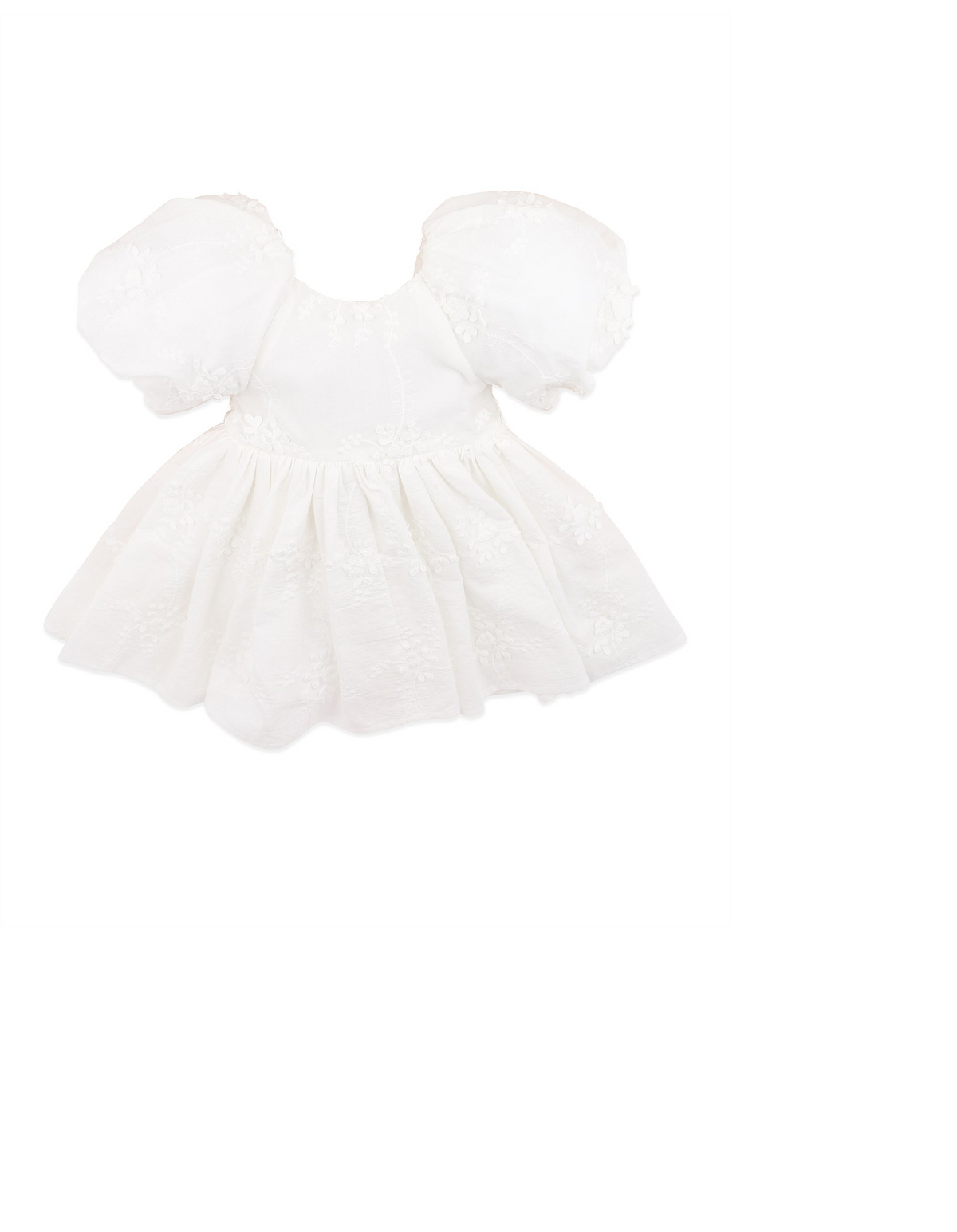 Bebe by Minihaha Puff Sleeve 3D Floral Emb Dress - Ivory