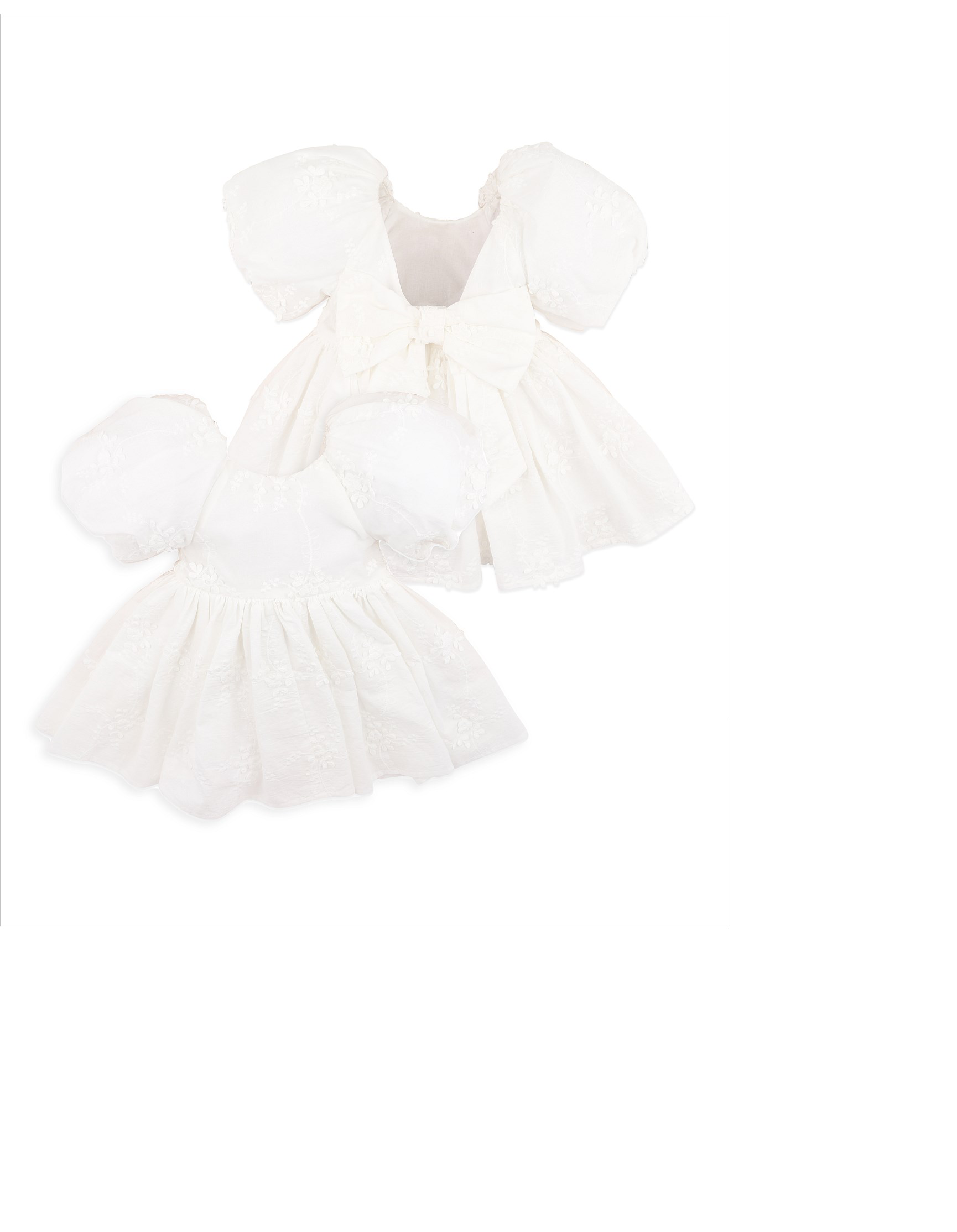 Bebe by Minihaha Puff Sleeve 3D Floral Emb Dress - Ivory