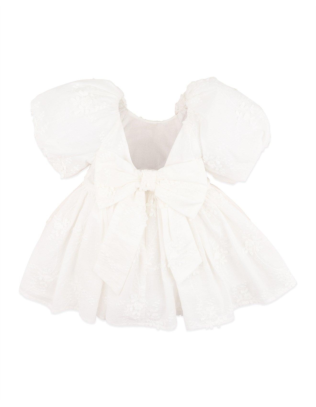 Bebe by Minihaha Puff Sleeve 3D Floral Emb Dress - Ivory