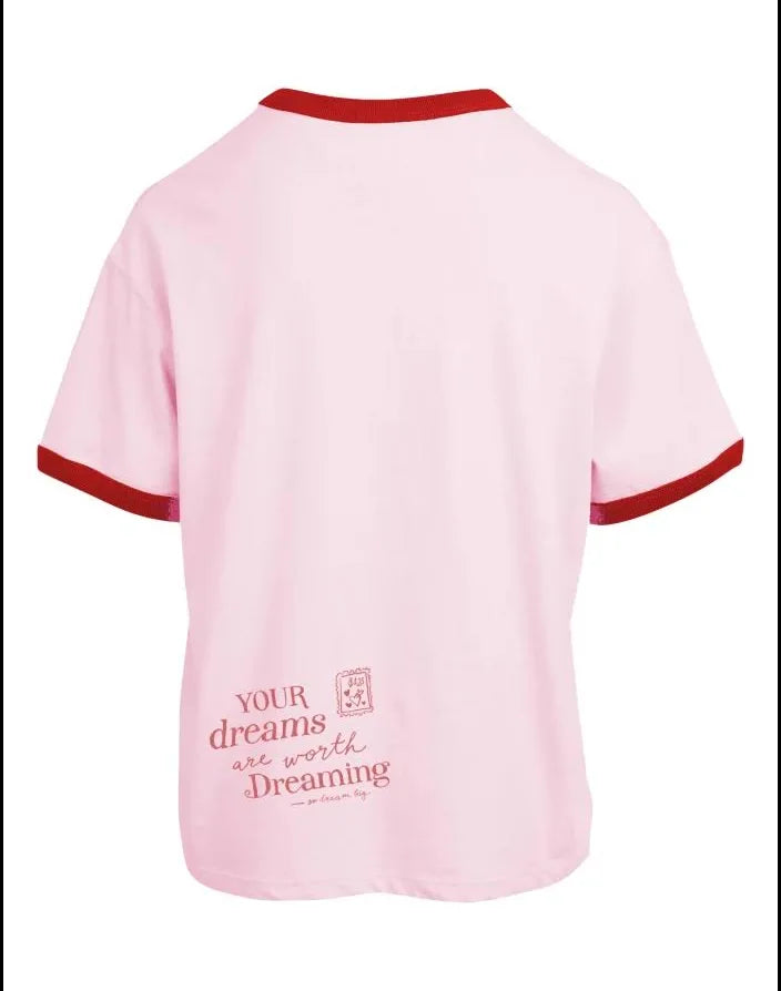 Eve Girl Bonjour Ringer Tee (3-7 Years) - Pale Pink
