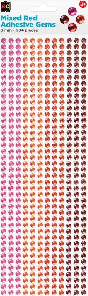 Educational Colours Mixed Adhesive Gems 504pcs - Red