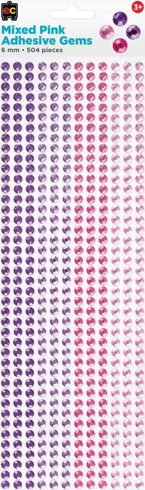 Educational Colours Mixed Adhesive Gems 504pcs - Pink