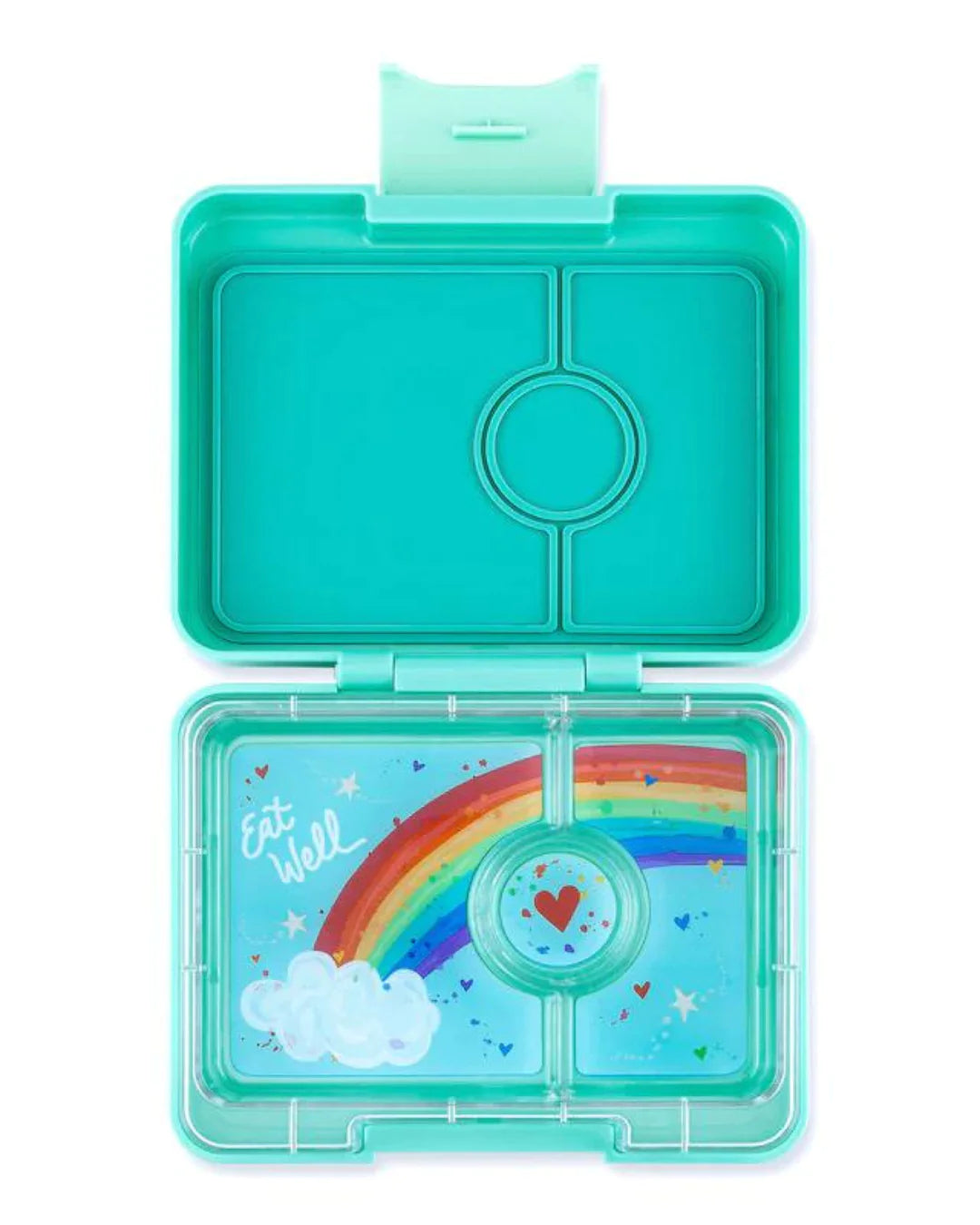 Yumbox snack 3 compartments tropical aqua rainbow tray