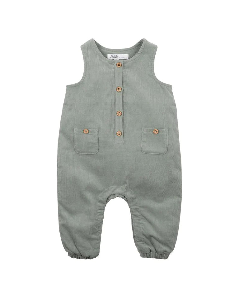 Bebe Angus cord romper dusky sage in green