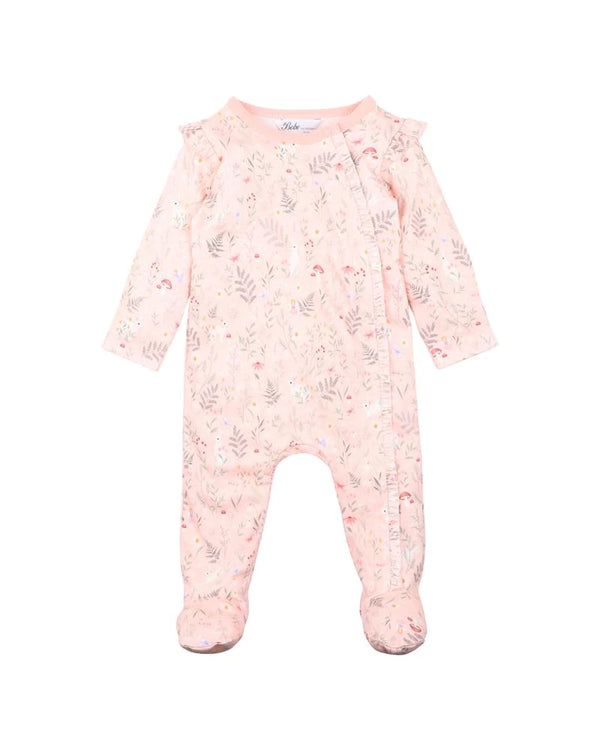 Bebe ciara print LS zip onesie in multicolour