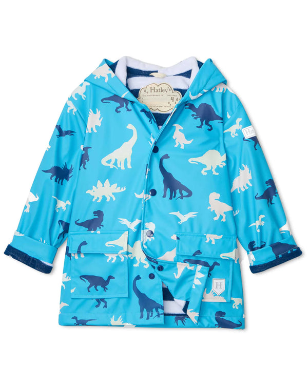 Hatley prehistoric Colour Changing Baby Raincoat in Blue