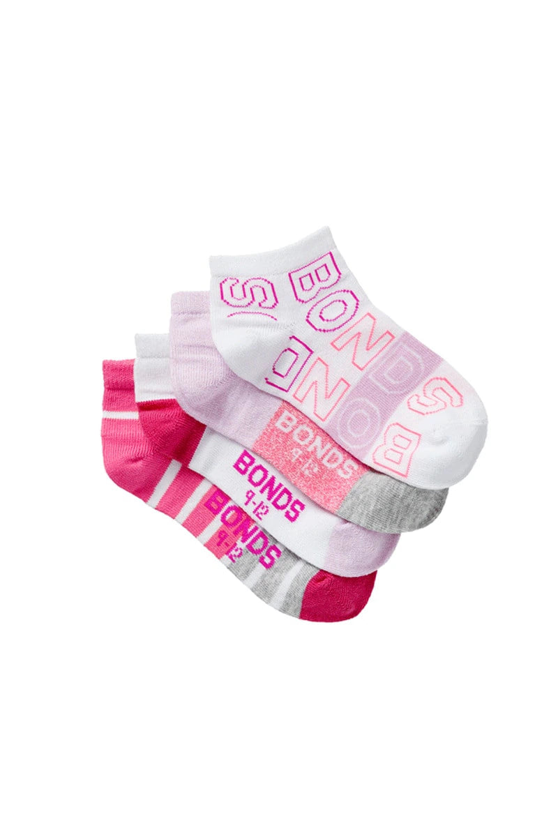 Bonds Very Comfy low cut Sock 4 pack in either pink or blue