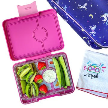 Yumbox snack 3 compartments Malibu purple rainbow tray