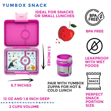 Yumbox snack 3 compartments Malibu purple rainbow tray