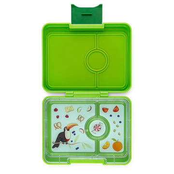 Yumbox snack 3 compartments lime green rocket space tray
