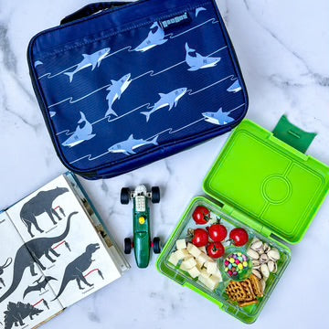 Yumbox snack 3 compartments lime green rocket space tray