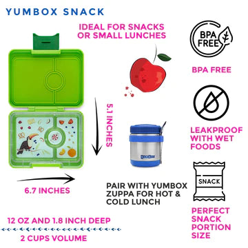 Yumbox snack 3 compartments lime green rocket space tray