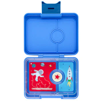 Yumbox snack 3 compartments true blue rocket w/ stars space tray