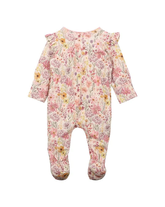 Bebe Thea oat print LS zip onesie in multicolour