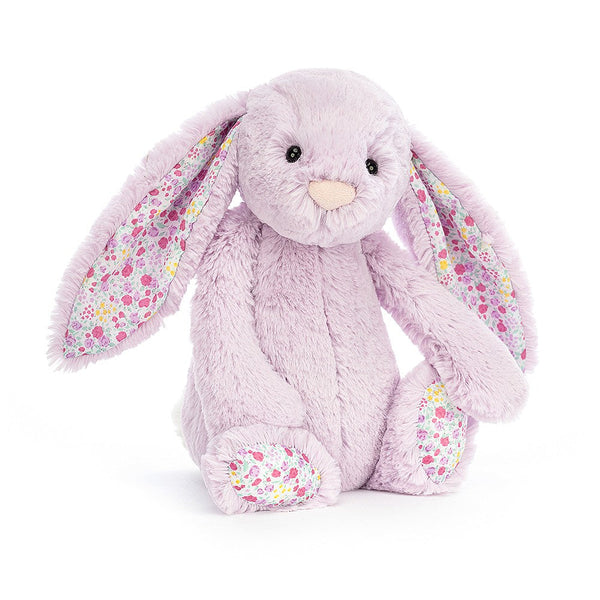 Jellycat Medium Blossom Jasmine Bunny in Purple with Floral Ears