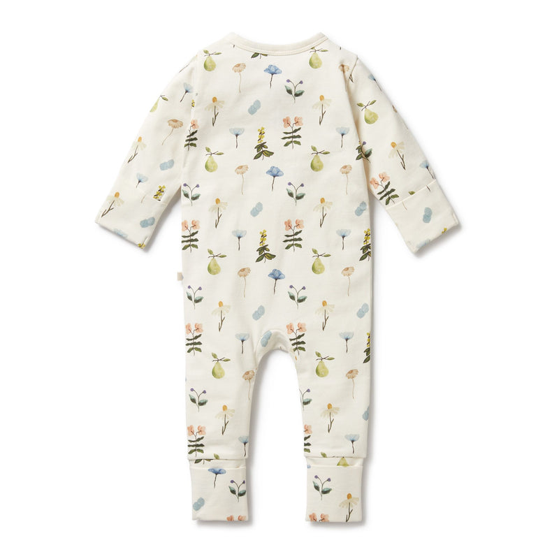 Wilson & Frenchy petite garden organic zipsuit with feet