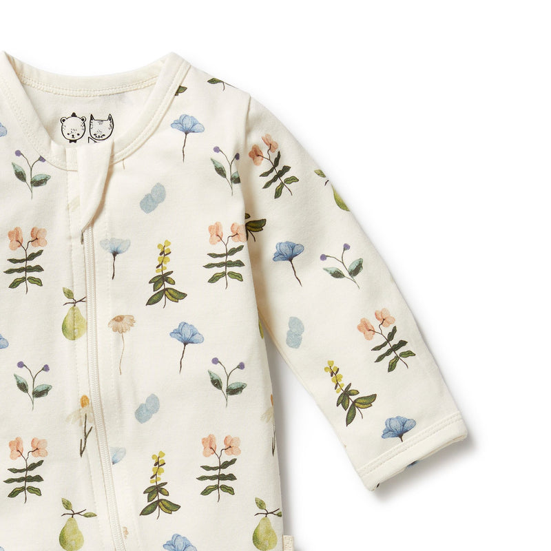Wilson & Frenchy petite garden organic zipsuit with feet