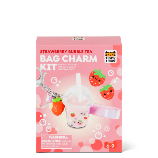 Tiger Tribe bag charm kit - strawberry bubble tea
