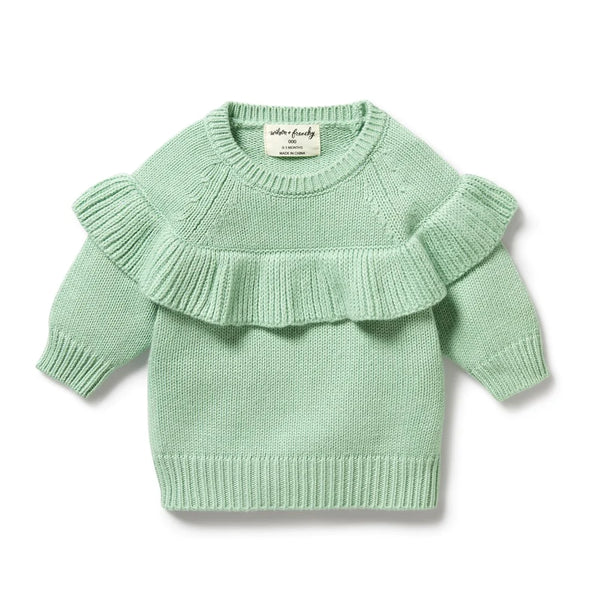 Wilson & Frenchy Mint Green Knitted Ruffle Jumper in Mint Green