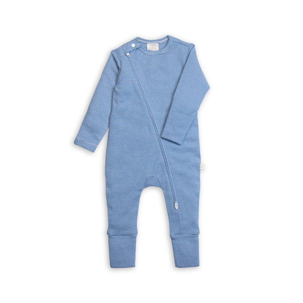 Tiny Twig long sleeve  zipsuit - Faience stripes