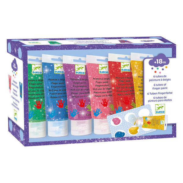 Djeco 6 finger paint tubes - glitter