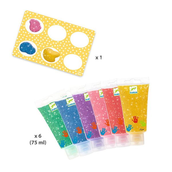 Djeco 6 finger paint tubes - glitter