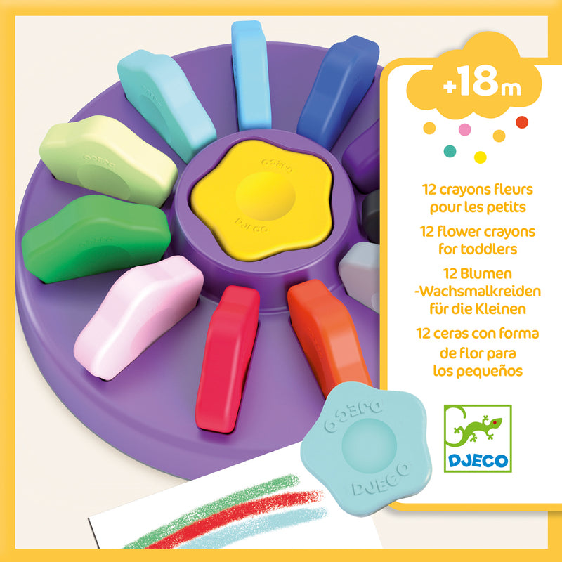 Djeco 12 toddler flower crayons