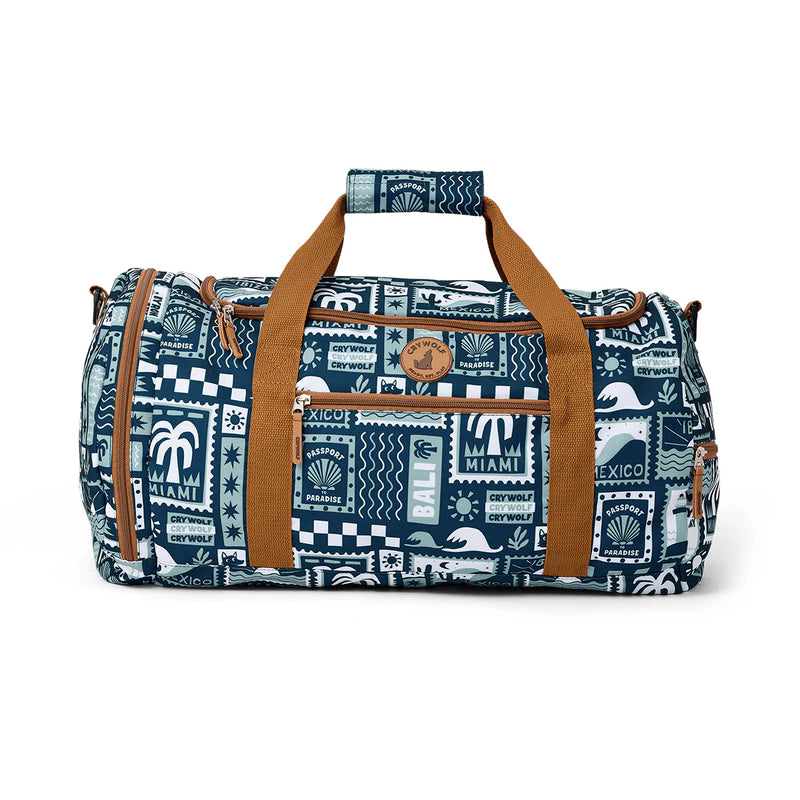 Crywolf Packable Duffel bag blue postcards