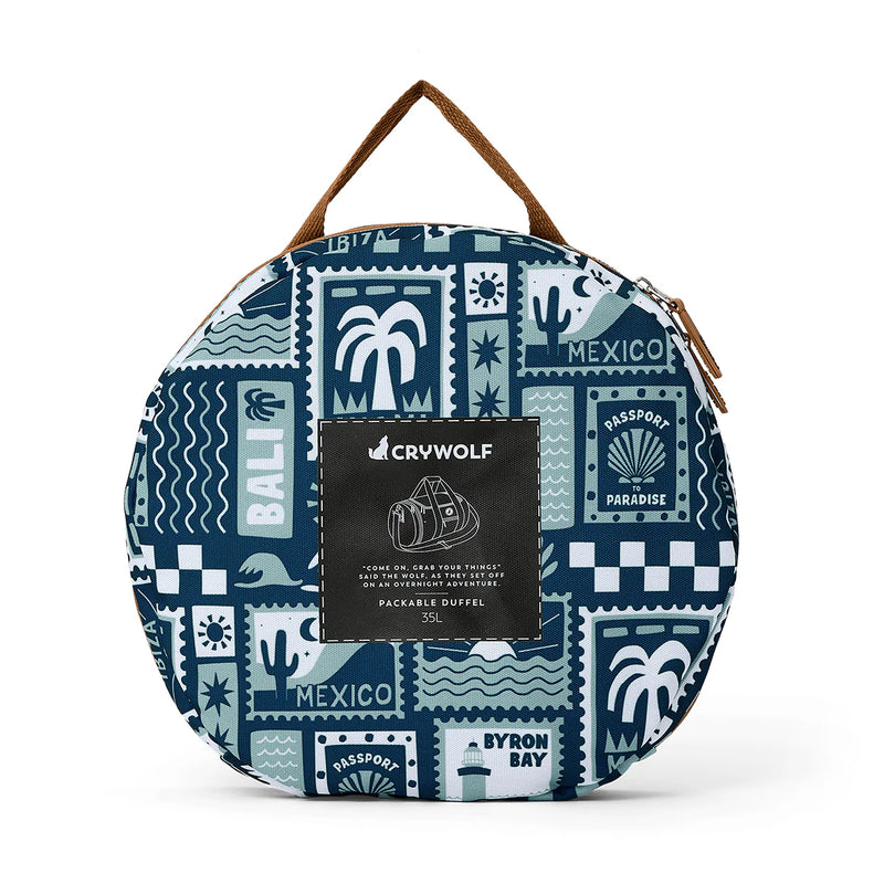 Crywolf Packable Duffel bag blue postcards