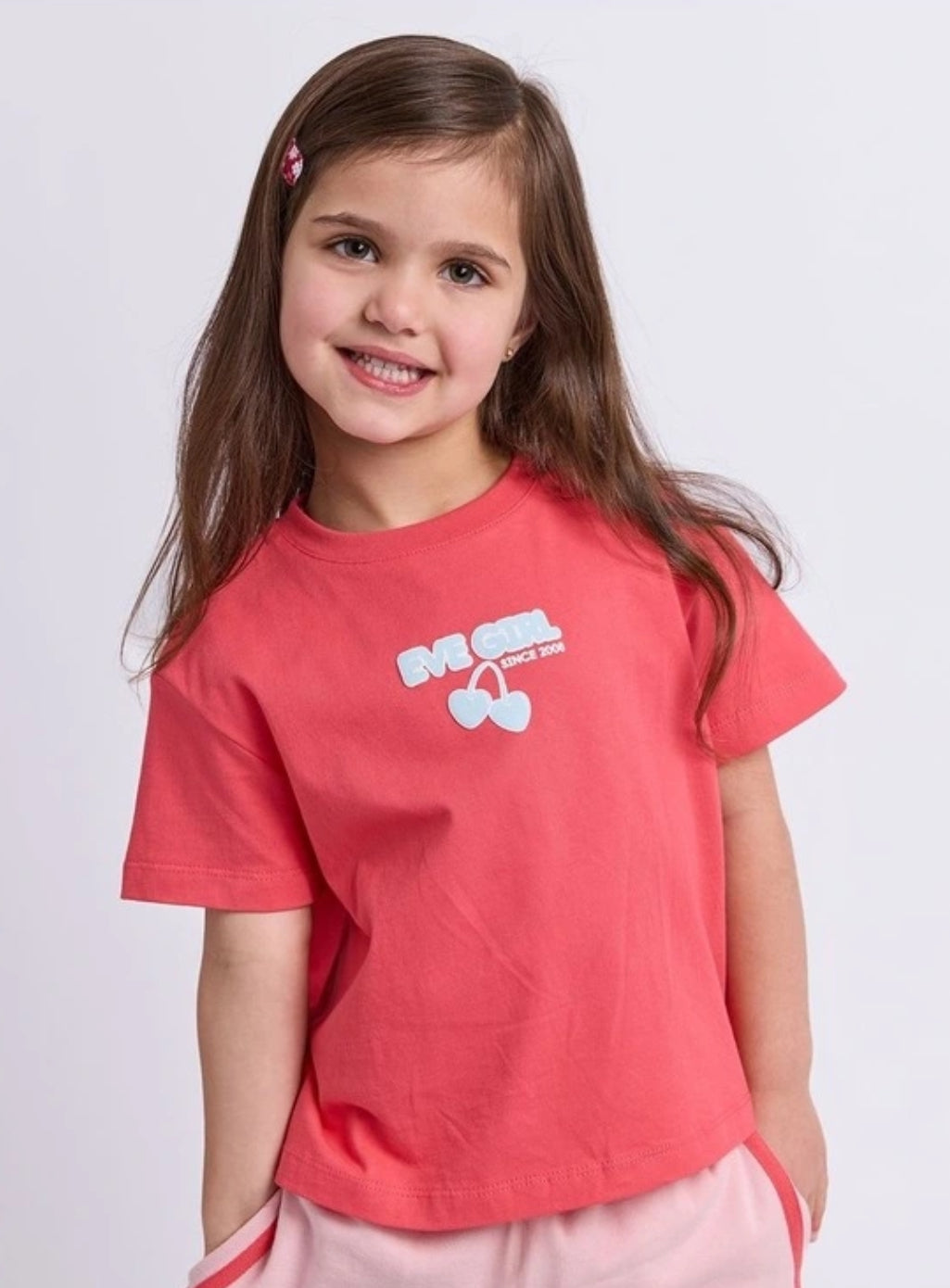 Eve Girl Lounge Club Tee in watermelon (3-7)