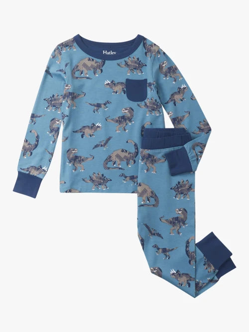 Hatley broken dino stamp bamboo pajama set