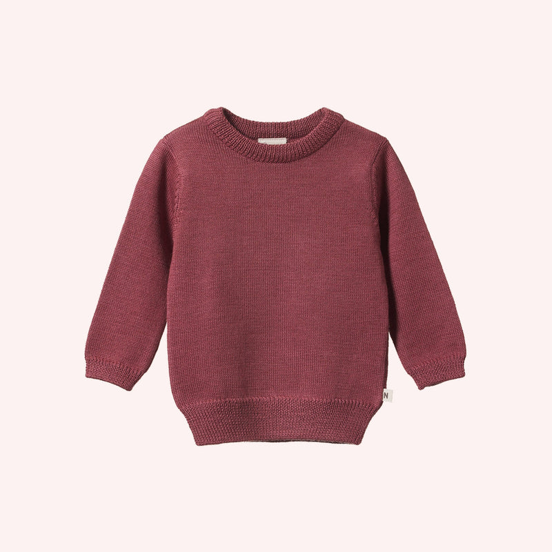 Nature Baby Merino Knit Pullover Rhubarb in Pink