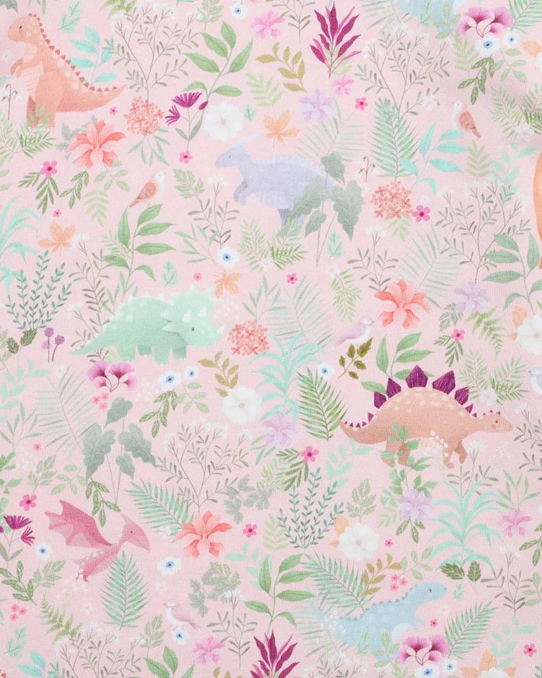 Fox & Finch florasaurus print LS zip onesie in multicolour