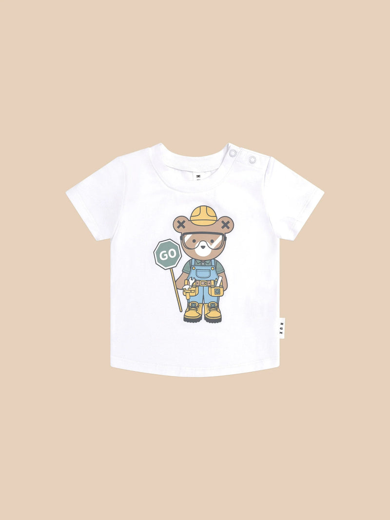Huxbaby Construction Dino  T-Shirt in White