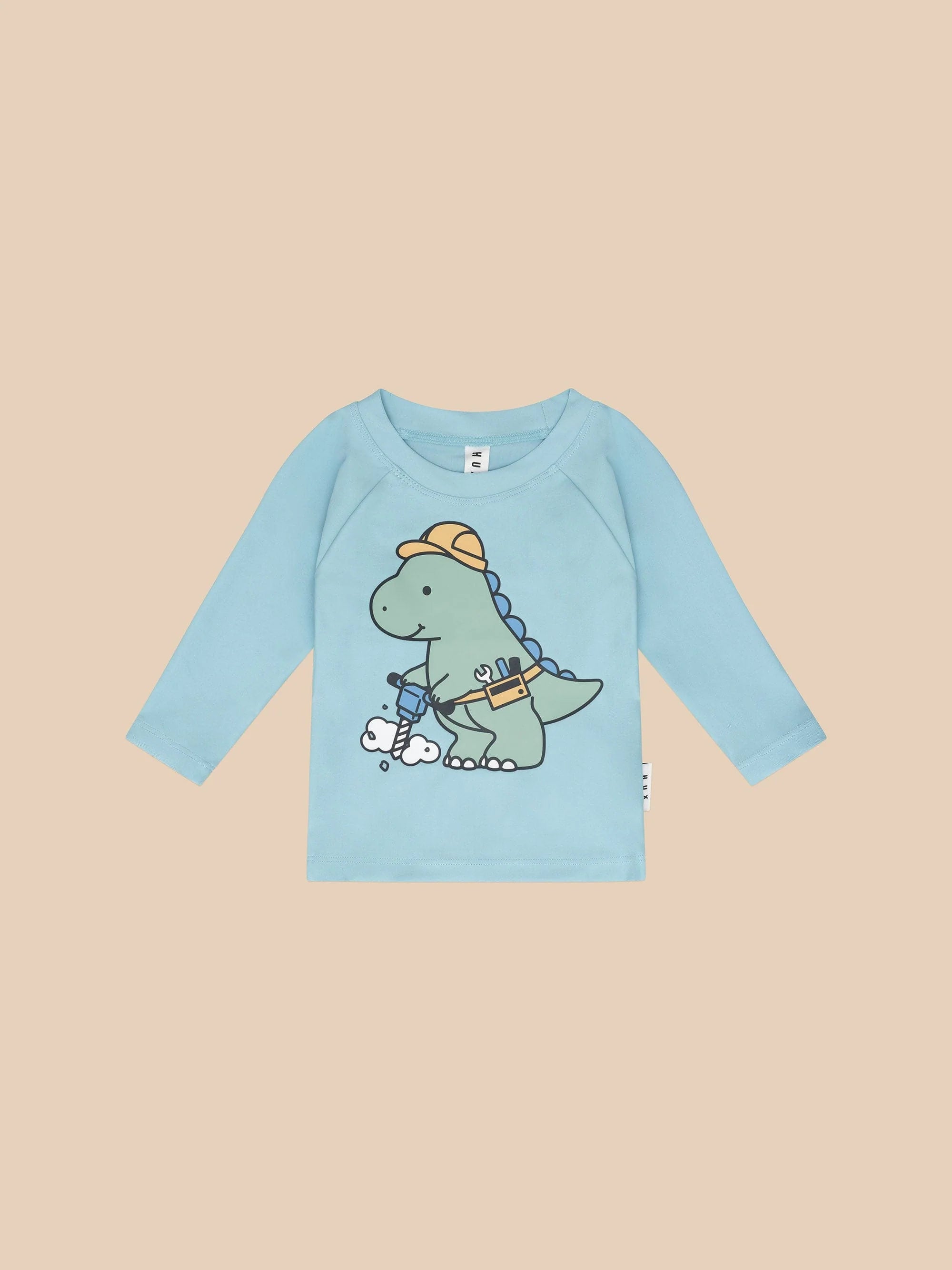 Huxbaby Construction Dino Rashguard Ocean in Blue